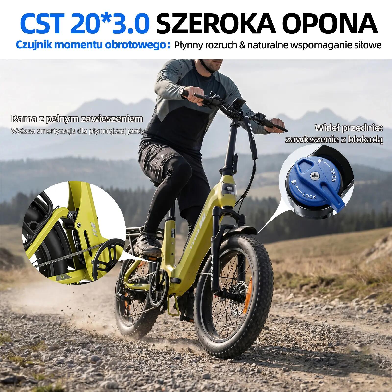 Elektryczny rower dla dorosłych TTGO F7 250W silnik 48V 15Ah bateria 11/15
