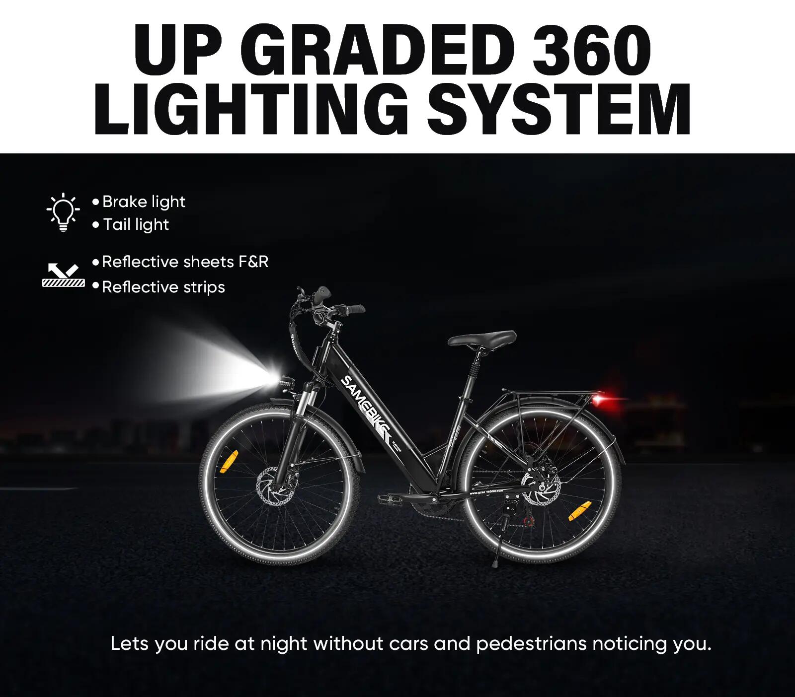 Bicicletta elettrica città SAMEBIKE RS-A01PRO-T 36V15Ah 26" Pneumatico 10/15