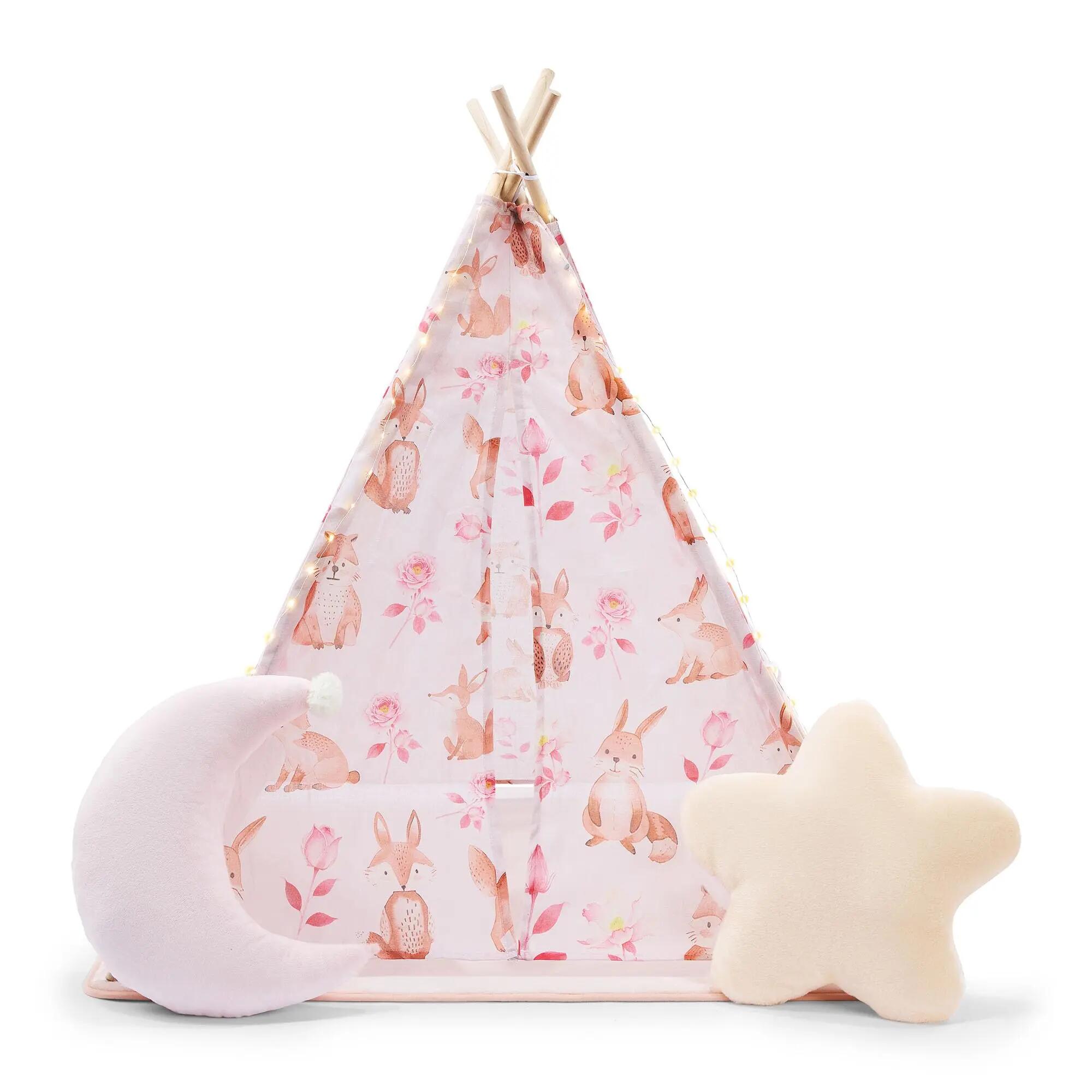 Tipi tenda infantil - Brincar e ler - Unissexo - Pinho e poliéster - Cor-de-rosa 9/10