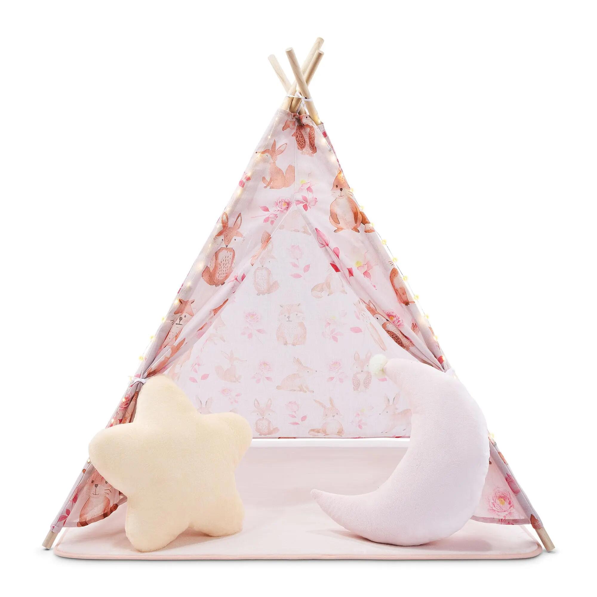 Tipi tenda infantil - Brincar e ler - Unissexo - Pinho e poliéster - Cor-de-rosa 8/10