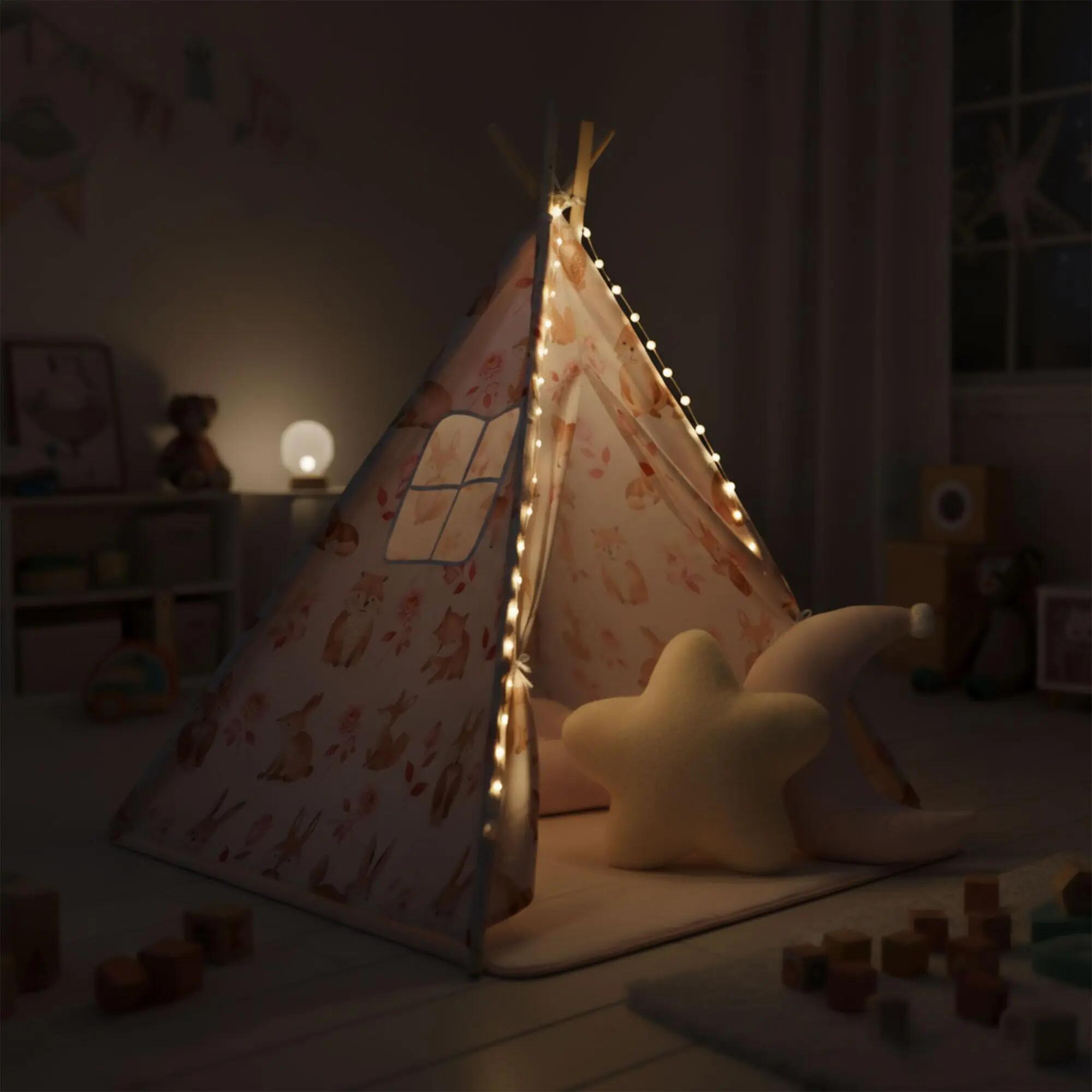 Tipi tenda infantil - Brincar e ler - Unissexo - Pinho e poliéster - Cor-de-rosa 7/10