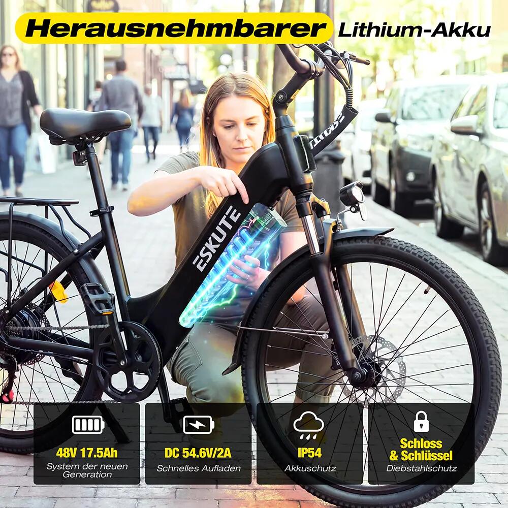 Bici elettrica ESKUTE C202 Motore 250W Batteria 48V 17,5Ah Pneumatici 26" 6/10