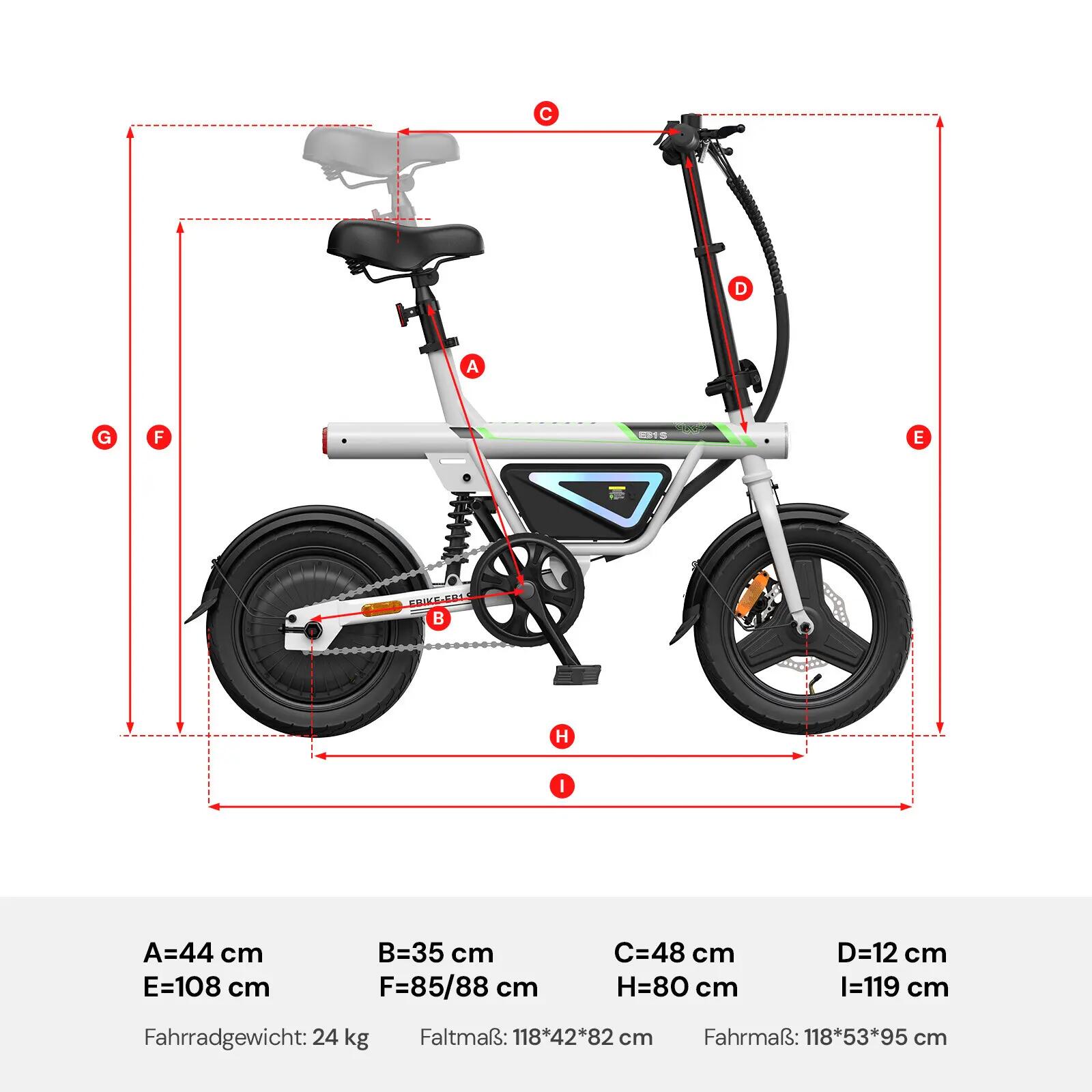Składany elektryczny rower miejski iScooter EB1S 350W 432Wh 14-calowy 11/11