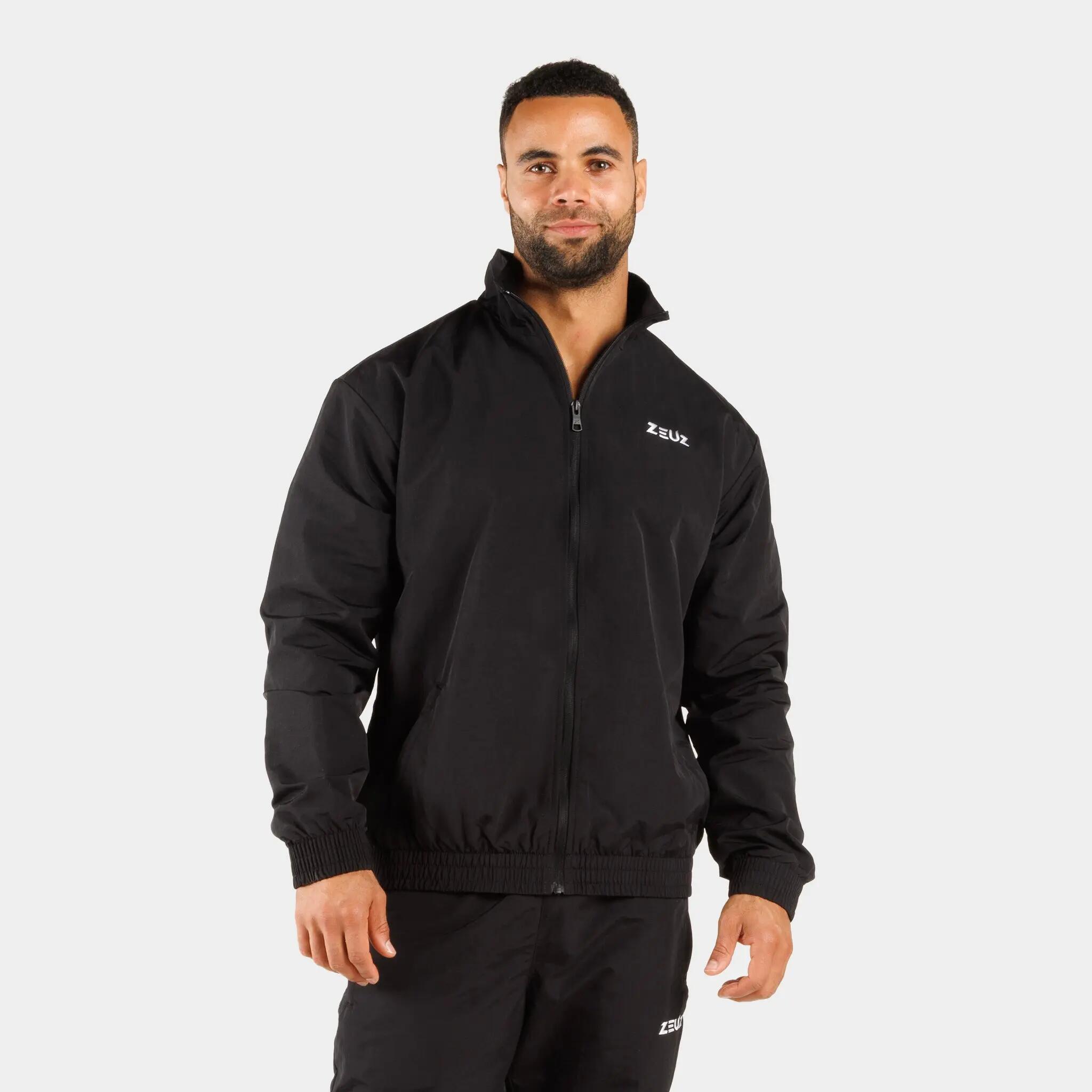 ZEUZ Retro Trainingsjack – Heren – Sportvest & Trainingsjas – Zwart – Maat L 1/1