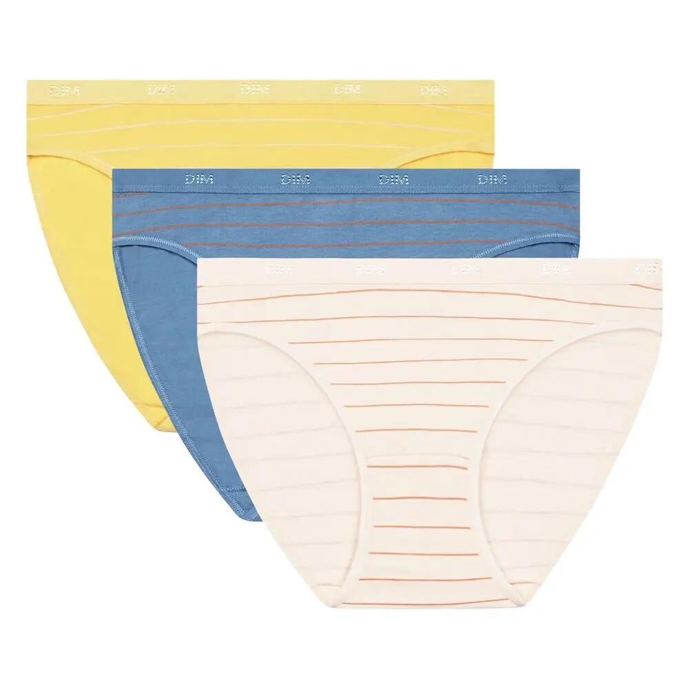 Dim Les Pockets Culotte Donna in Cotone - Confezione da 3 Blu/Giallo 2/4