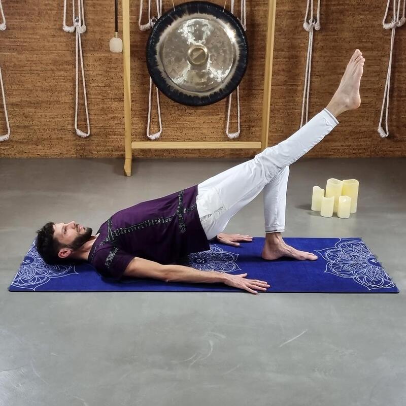 Tapis de yoga caoutchouc naturel & microfibre 5 mm + Sac de transport - Mandala