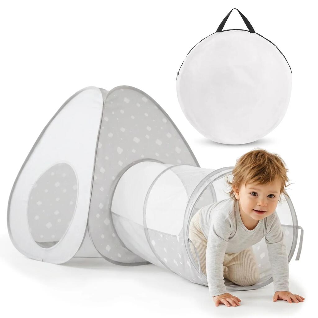 Mamabrum 2-in-1 Pop-Up play set - Connectable tipi and tunnel - Grey