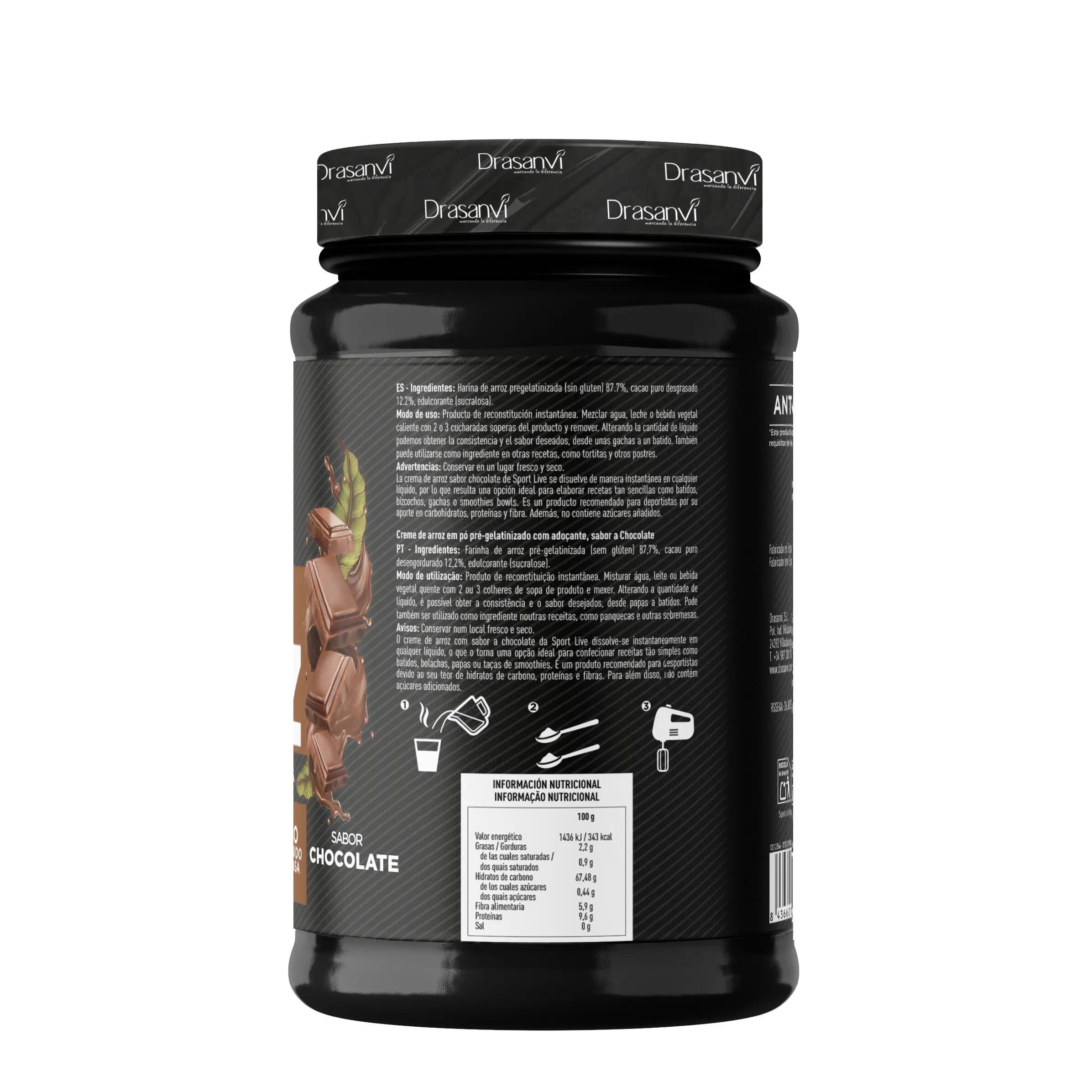Crema de Arroz Sport Live - Sabor Doble Chocolate - 1Kg - DRASANVI 6/7