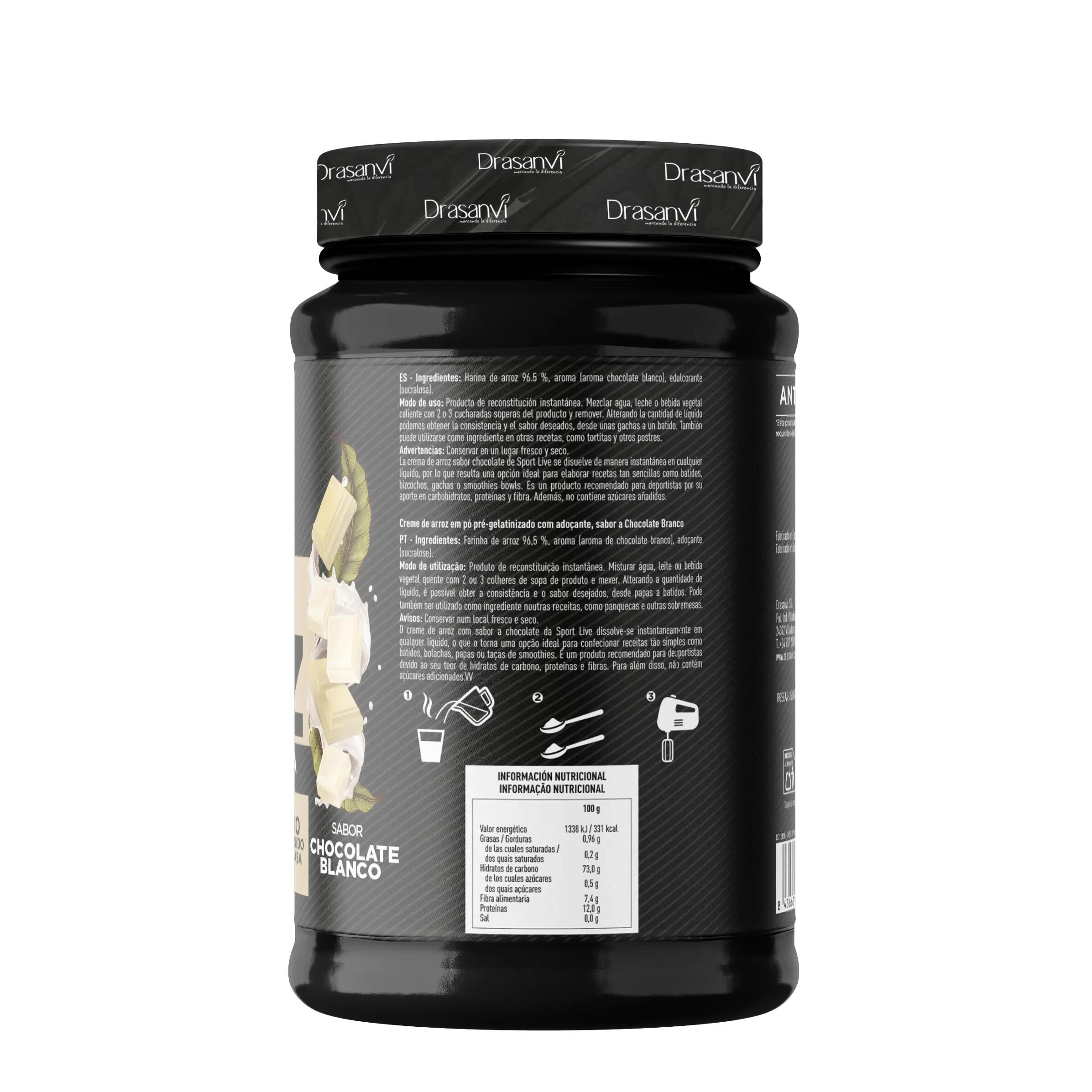 Crema de Arroz Sport Live - Sabor Chocolate blanco - 1Kg - DRASANVI 6/7