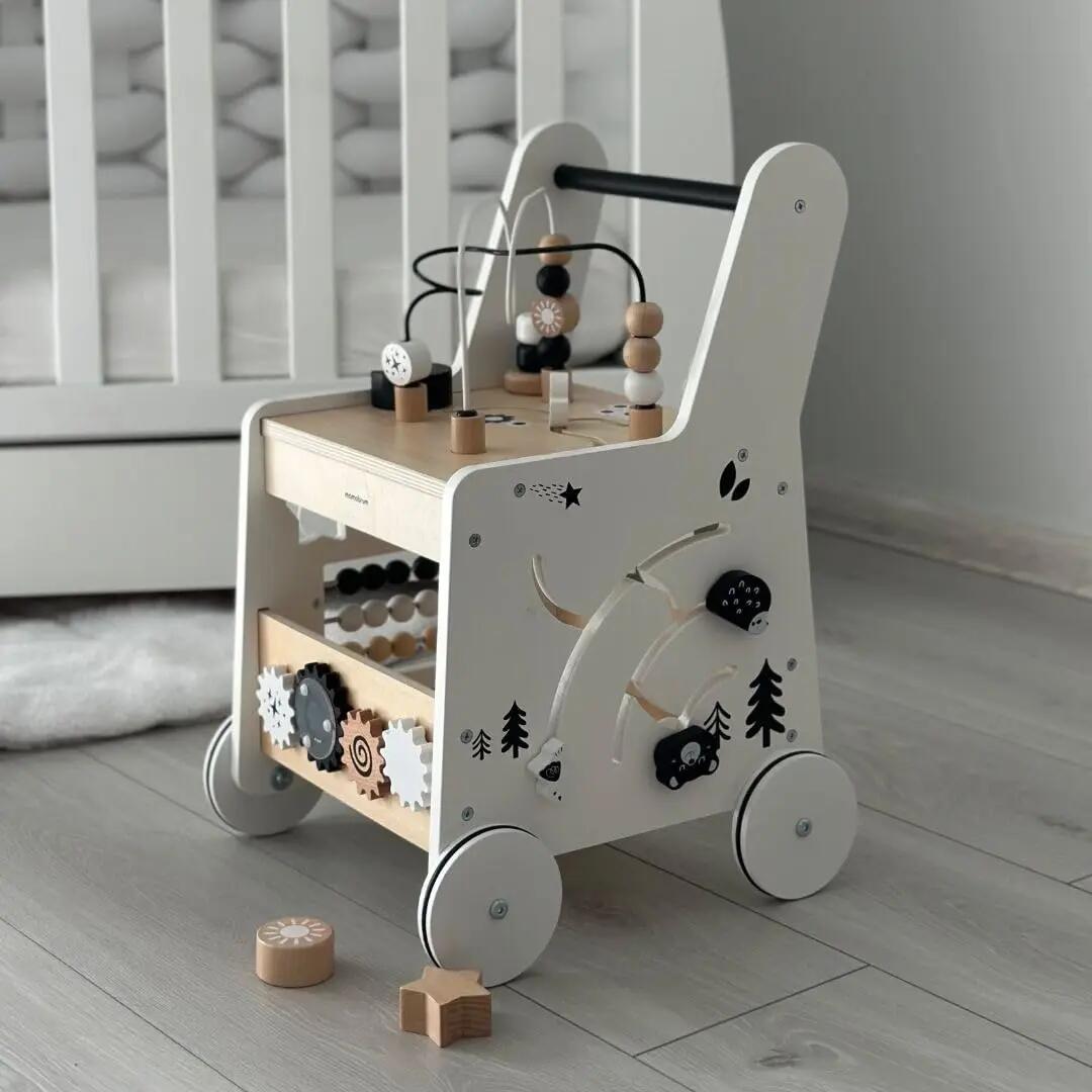 Carrello deambulatore - unisex - 8-in-1, maniglia regolabile - naturale 8/10