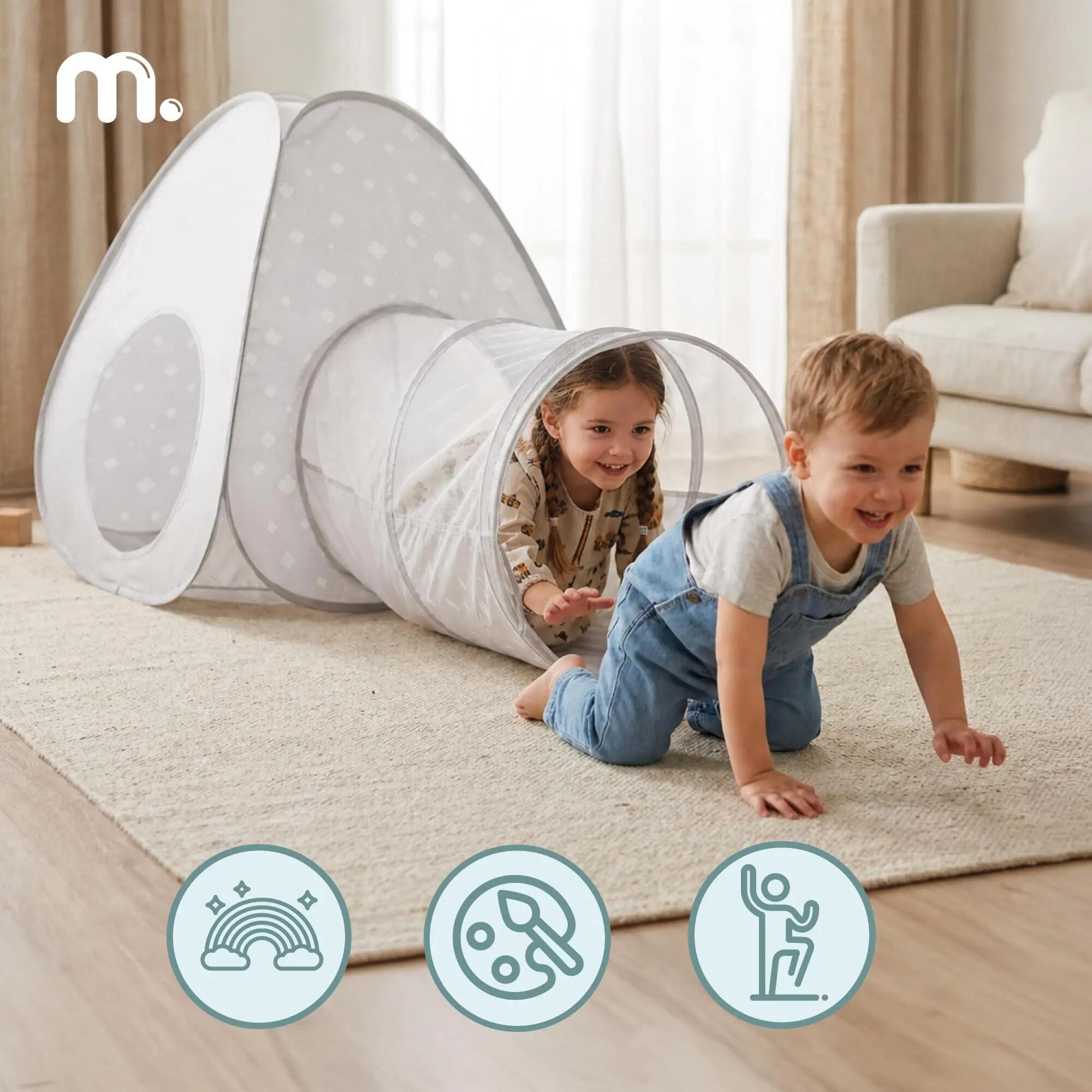 Jogo infantil Pop-Up 2-em-1 - Tenda tipi e túnel conectáveis - Cinza 5/9