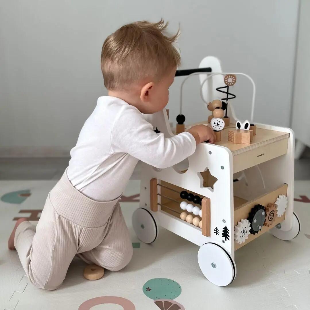 Carrello deambulatore - unisex - 8-in-1, maniglia regolabile - naturale 7/10