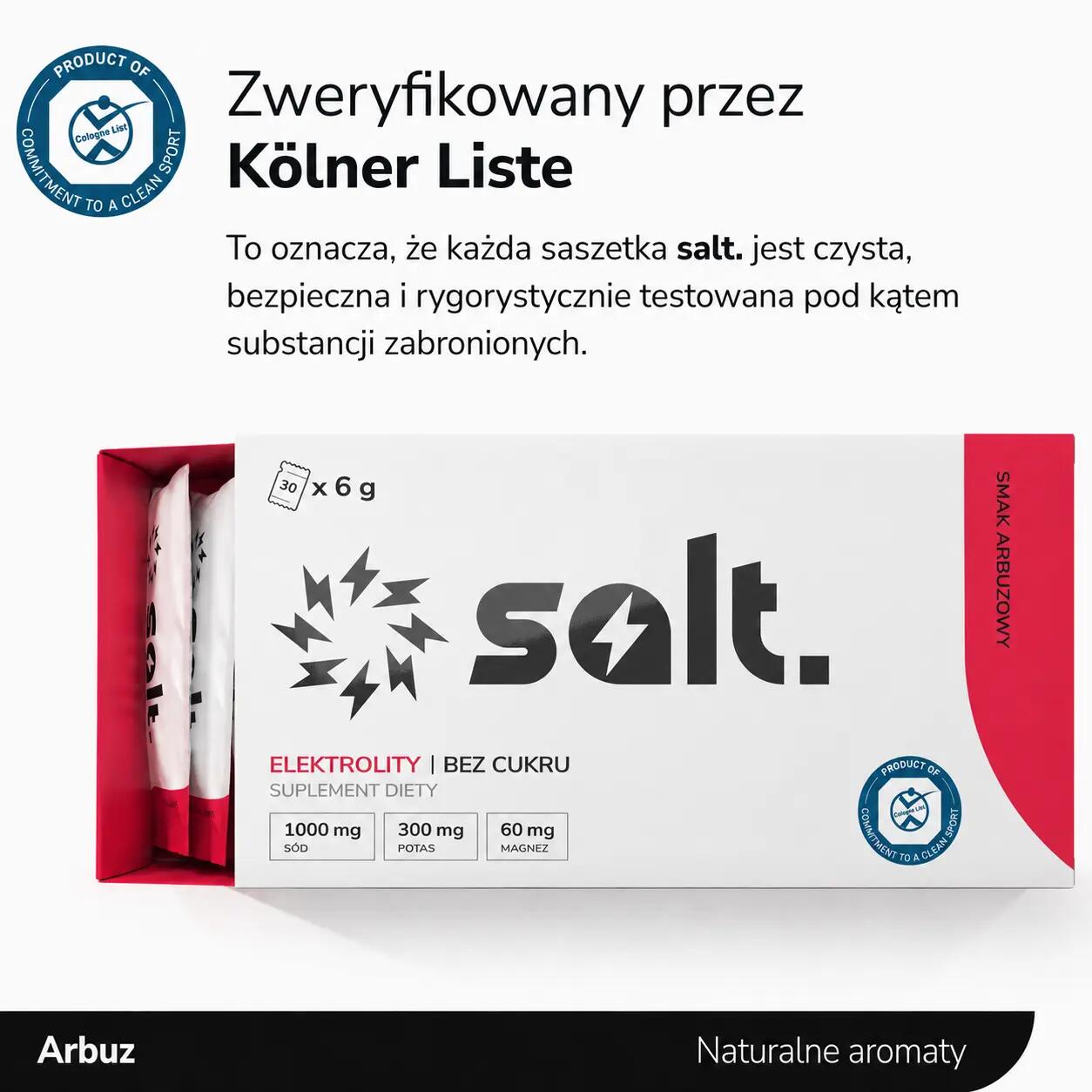 Elektrolity Bez Cukru salt. Arbuzowe Magnez Potas Sód Keto 30 Saszetek 5/7