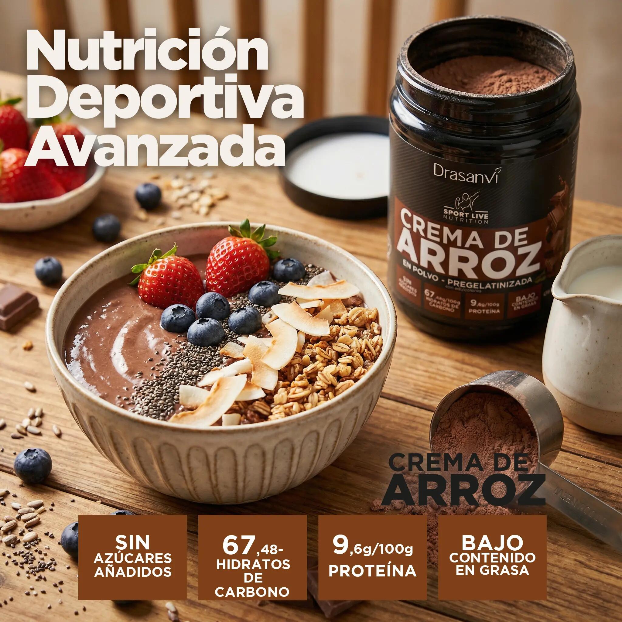 Crema de Arroz Sport Live - Sabor Doble Chocolate - 1Kg - DRASANVI 3/7