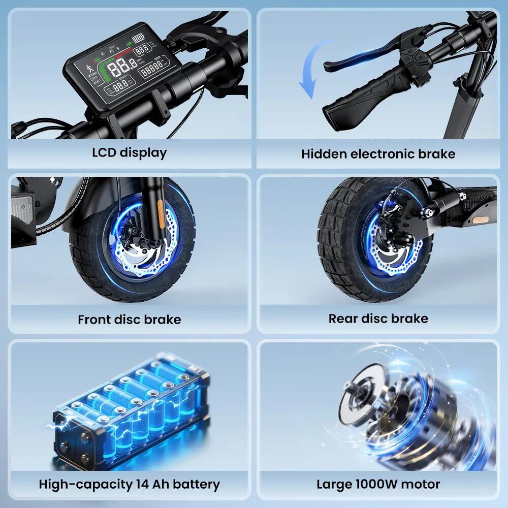 Trotinete elétrica iscooter W9 1000W 48V dobrável 10/11