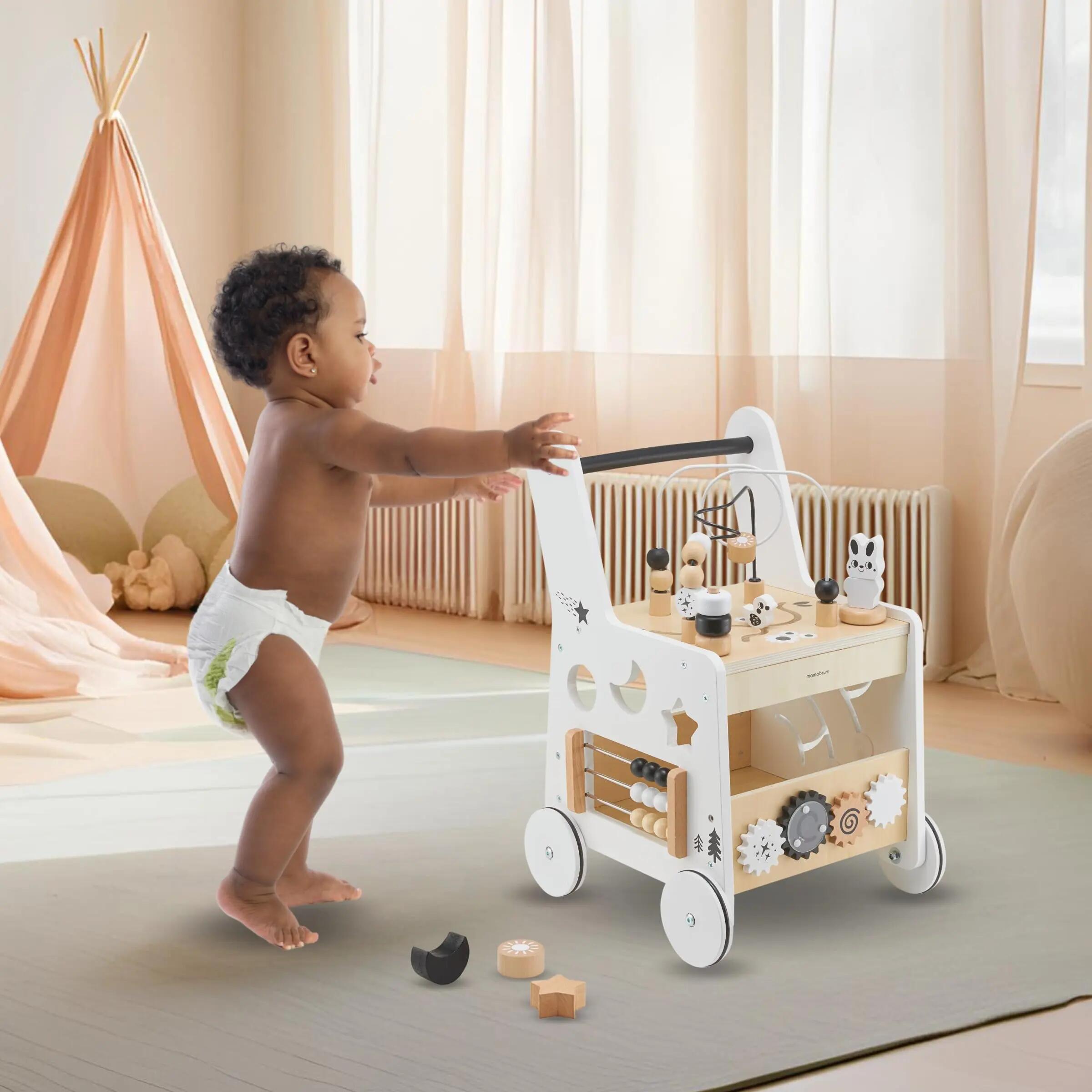 Carrello deambulatore - unisex - 8-in-1, maniglia regolabile - naturale 3/10