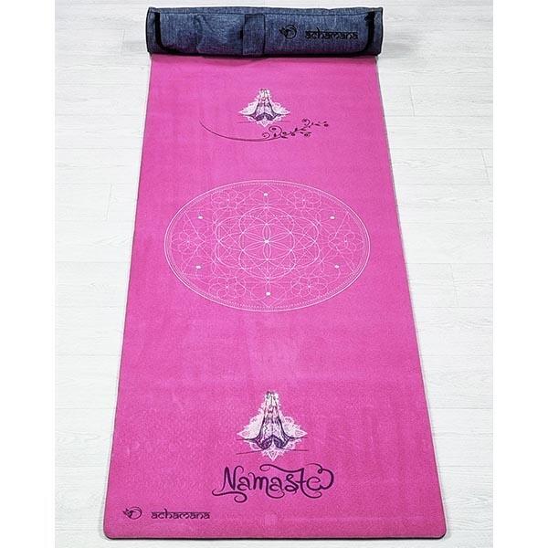 Tapis de yoga caoutchouc naturel & microfibre 5 mm + sac transport - 7  chakras