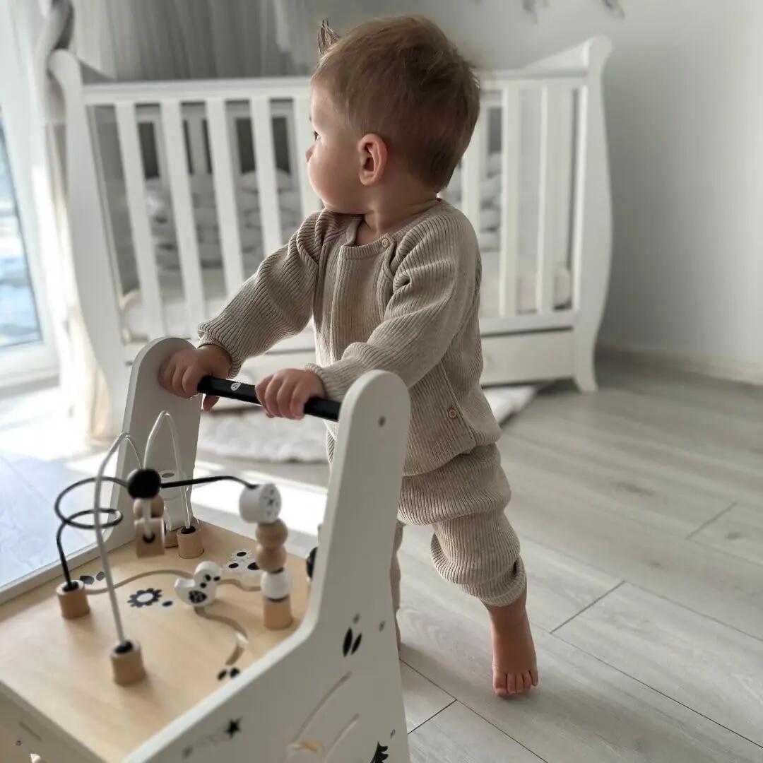 Carrello deambulatore - unisex - 8-in-1, maniglia regolabile - naturale 2/10