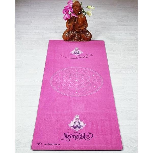 Tapete de yoga ecológico de nova geração rosa - 6 mm - Namasté + Saco de yoga