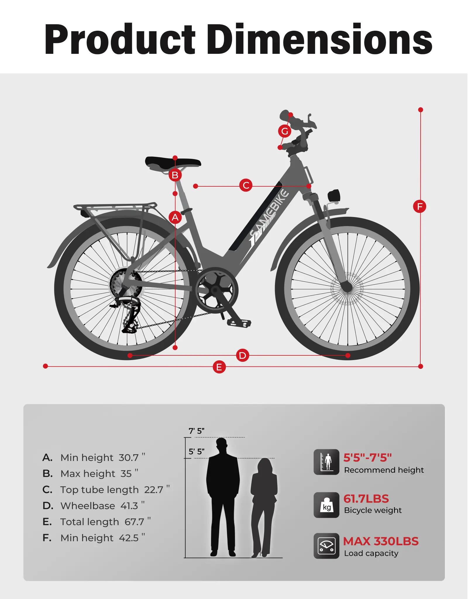 Bicicletta elettrica città SAMEBIKE RS-A01PRO-T 36V15Ah 26" Pneumatico 15/15