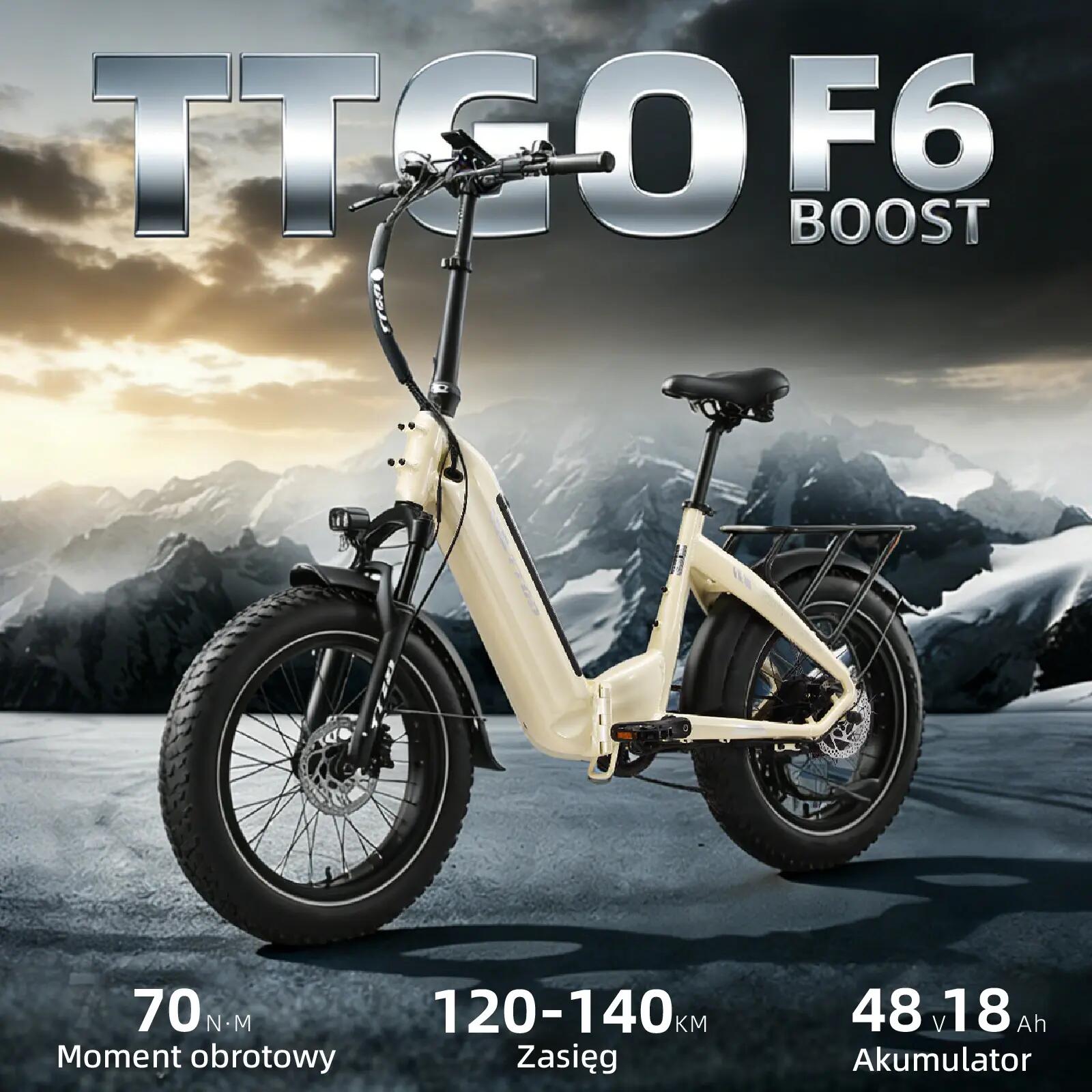 Rower elektryczny TTGO F6 Boost (dorosły), silnik 250W, bateria 48V 18Ah 9/15