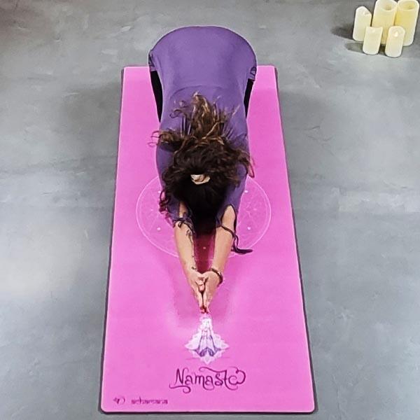 Tapete de yoga ecológico de nova geração rosa - 6 mm - Namasté + Saco de yoga
