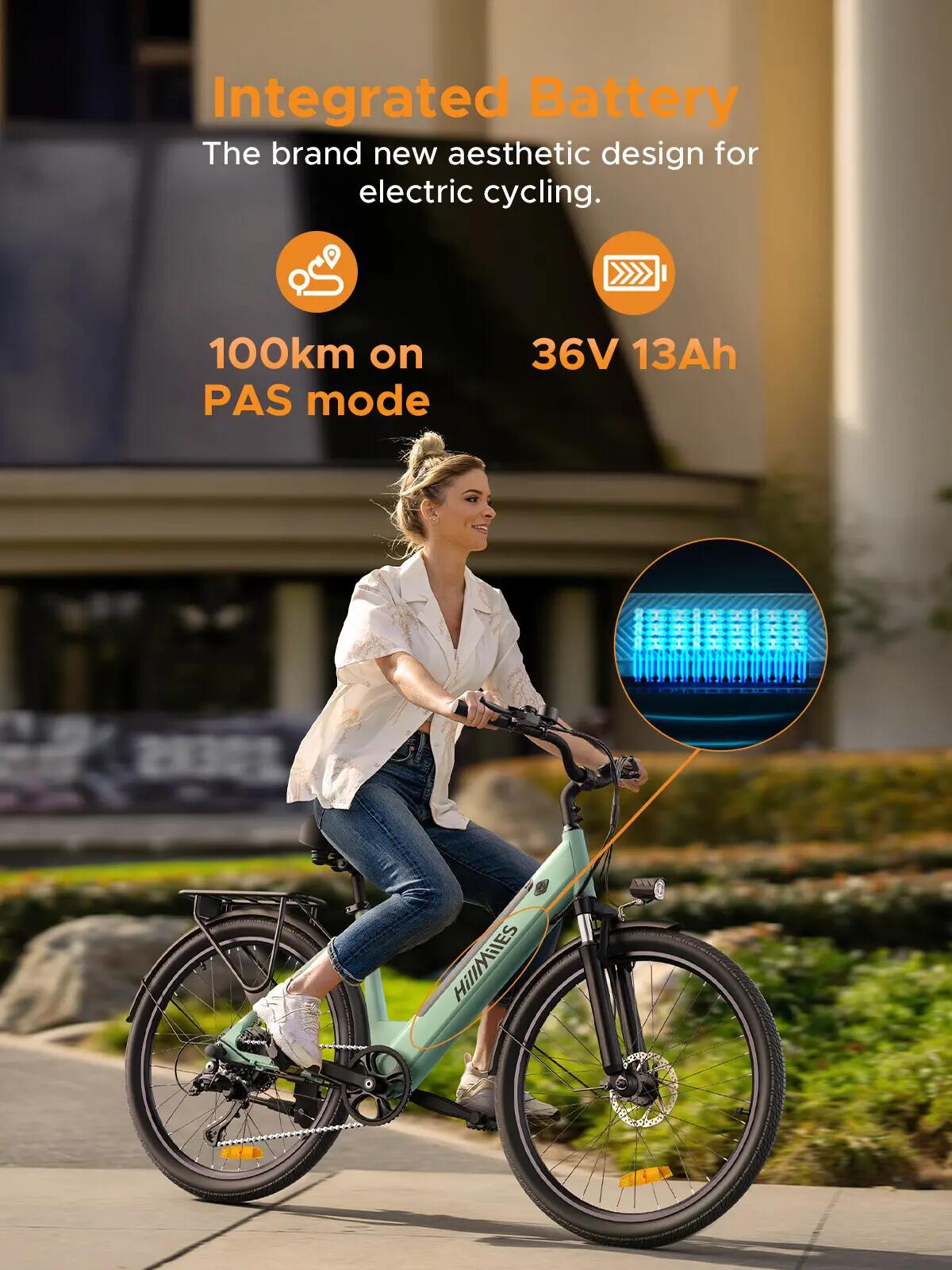 Vélo de ville électrique HillMiles MileCity 1 250W 468Wh 26-pouces 6/9