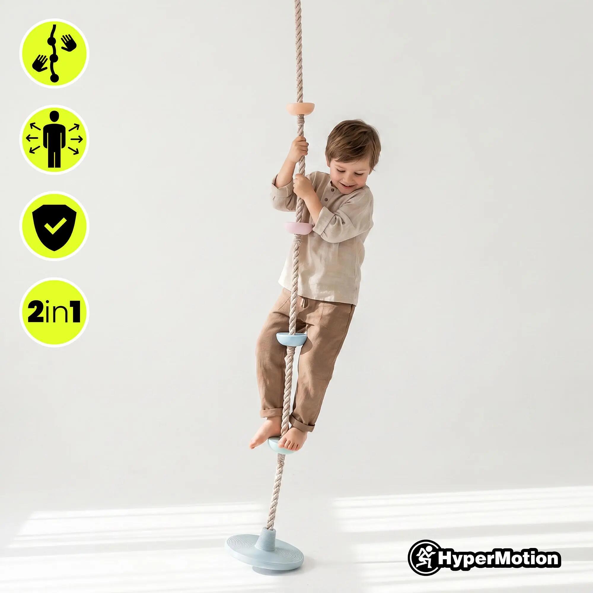 Klimkoord - kind - zitplaat 30 cm, koord 2 m - beige 6/9