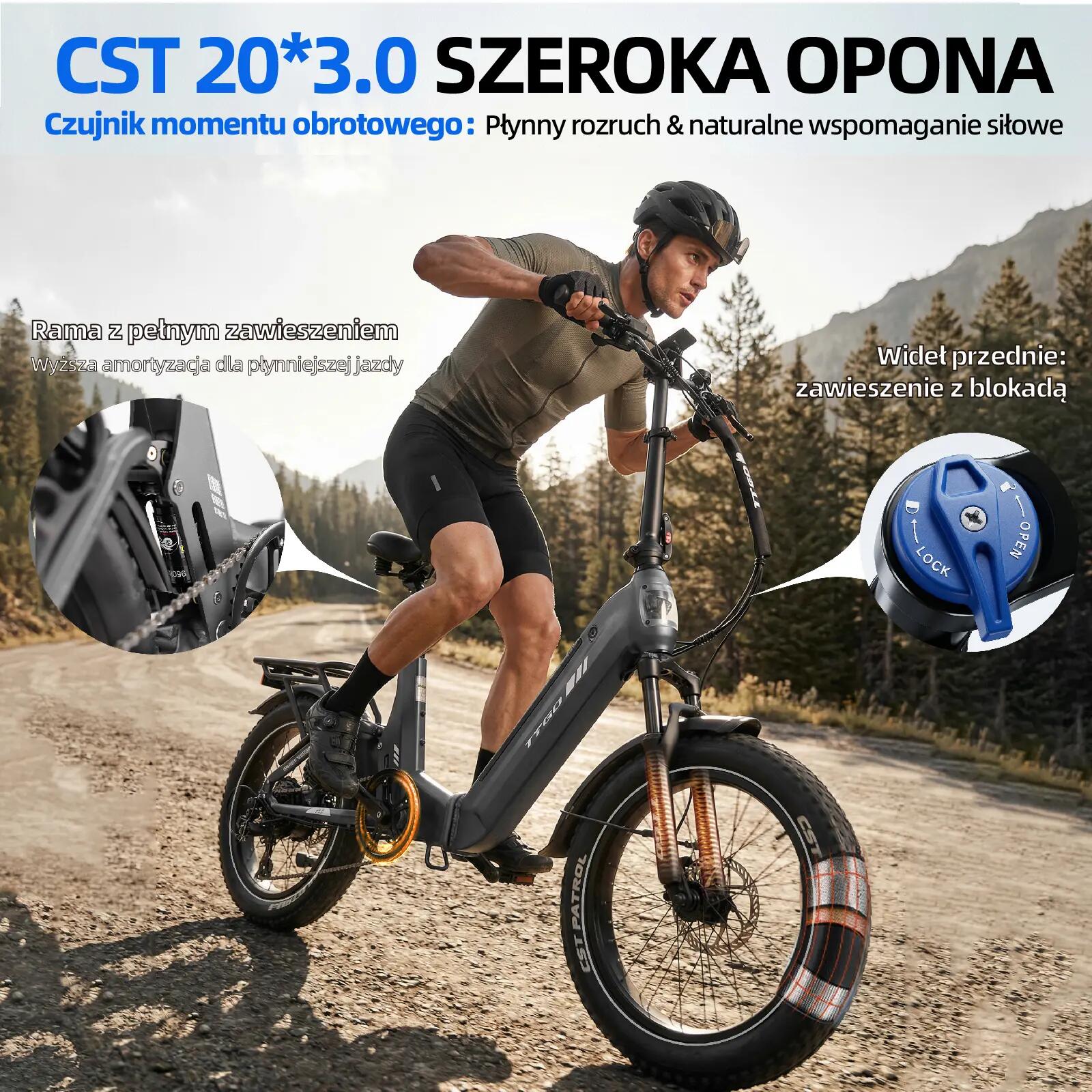 Rower elektryczny TTGO F7 (dorosły), silnik 250W, bateria 48V 15Ah 6/15