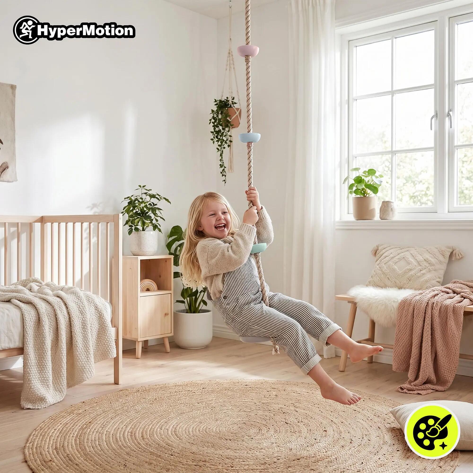 Klimkoord - kind - zitplaat 30 cm, koord 2 m - beige 3/9