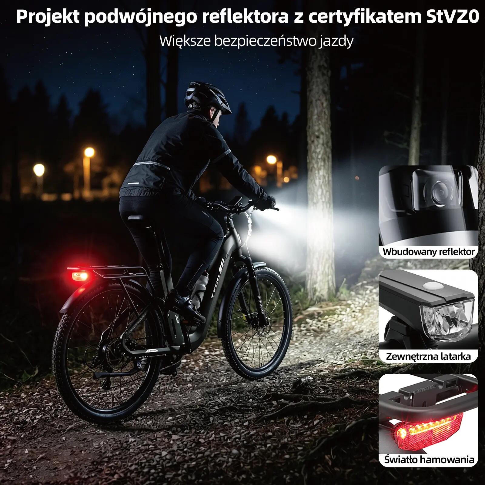 Rower elektryczny TTGO E-SUVO (dorosły), silnik 250W, bateria 48V 15Ah 8/15