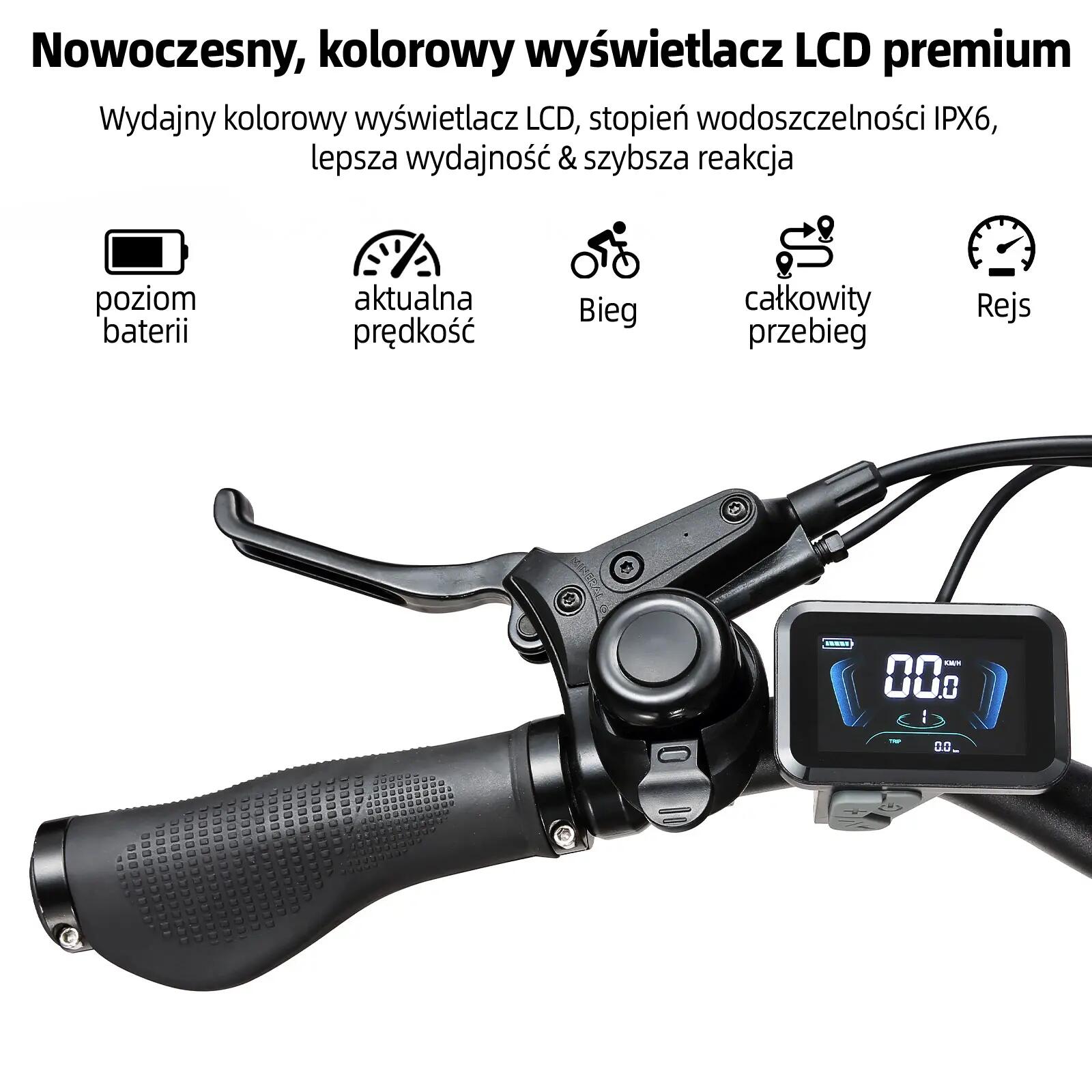 Rower elektryczny dla dorosłych C5, opony 27,5"×2,4", akumulator 48V 13,5Ah. 7/7