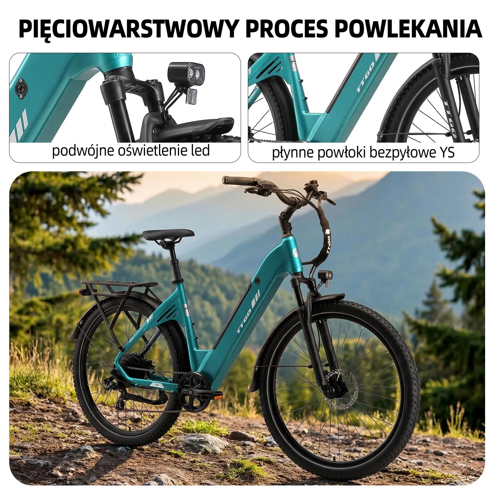 Elektryczny rower dla dorosłych TTGO C5 48V 13,5Ah bateria 13/14