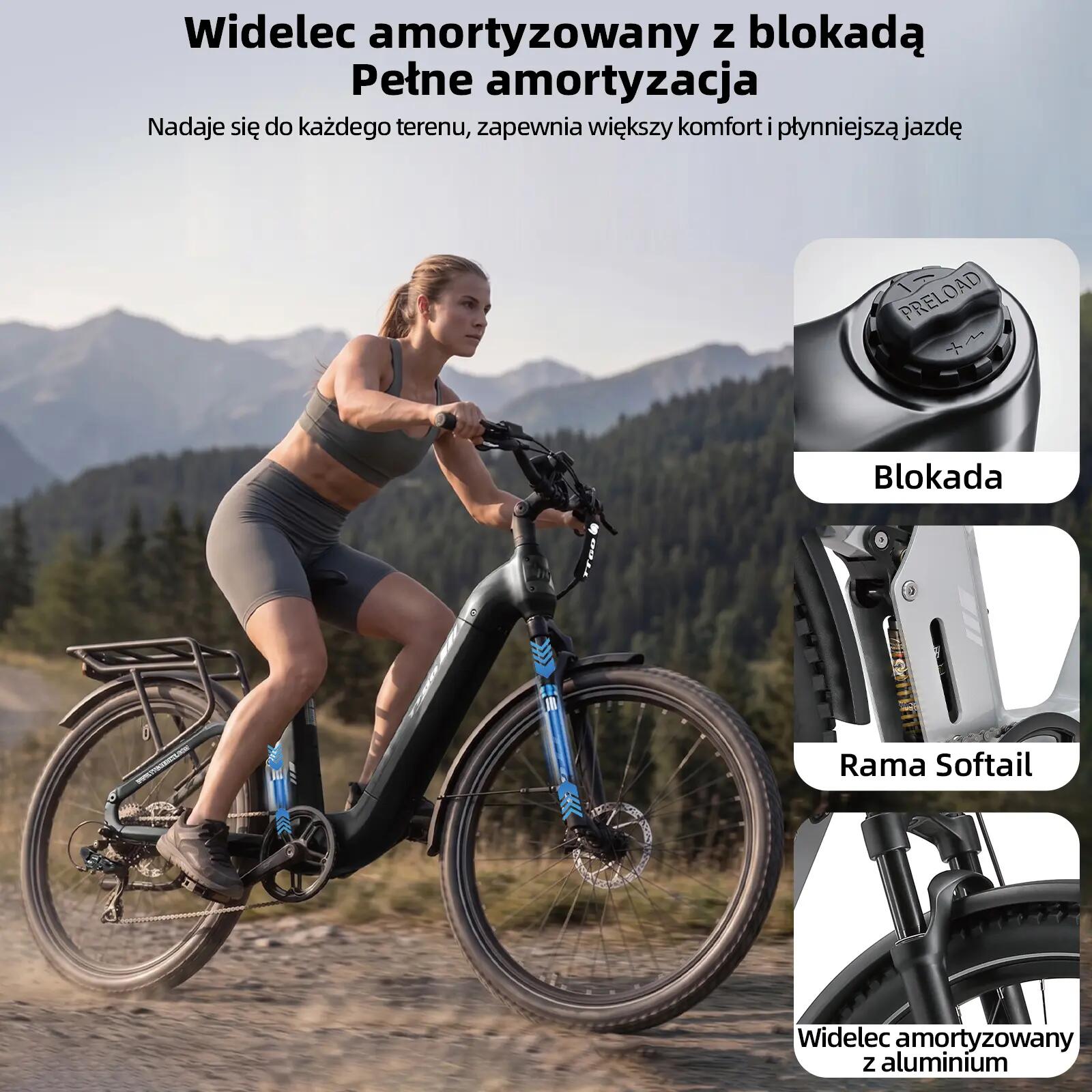 Rower elektryczny TTGO E-SUVO (dorosły), silnik 250W, bateria 48V 15Ah 5/15