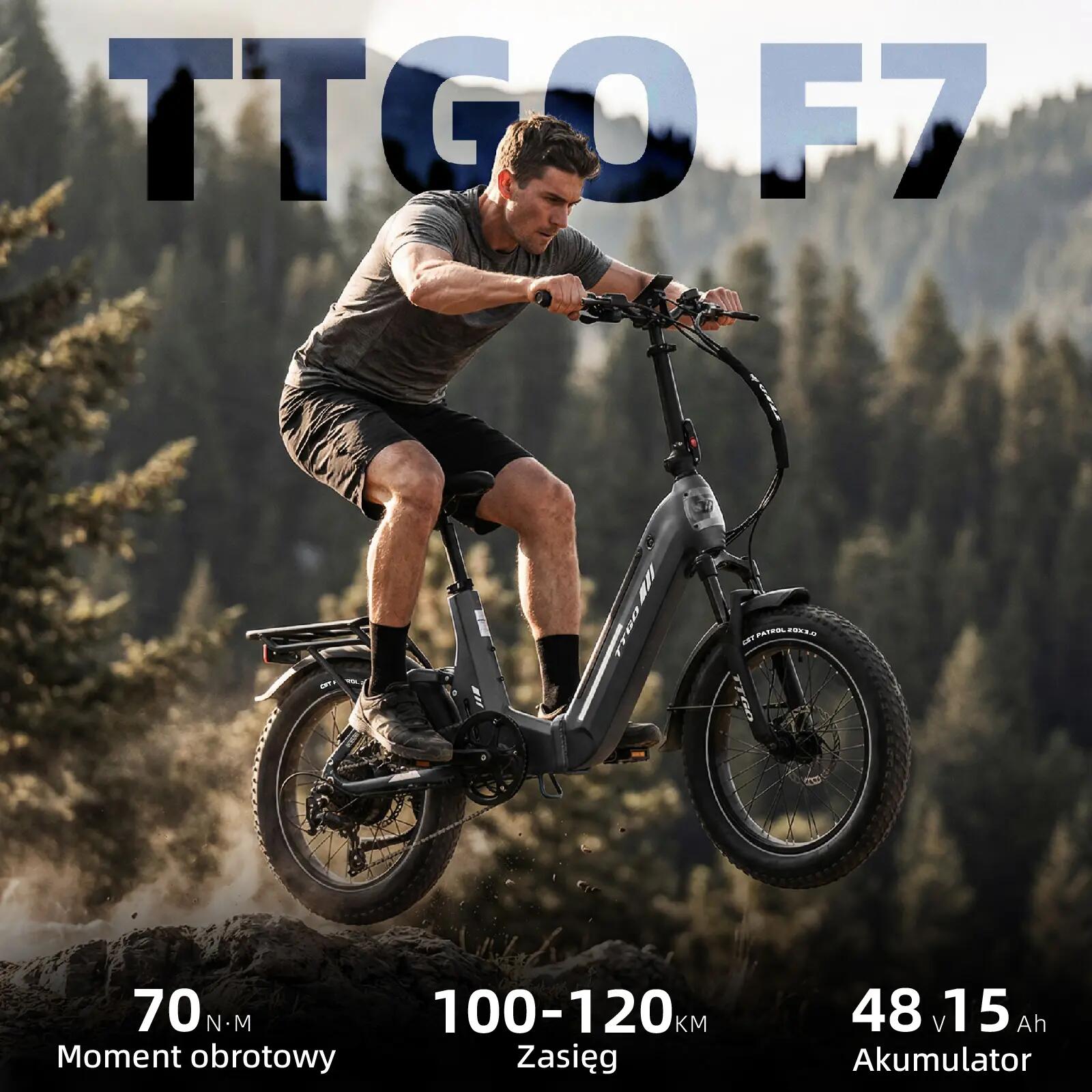 Rower elektryczny TTGO F7 (dorosły), silnik 250W, bateria 48V 15Ah 13/15