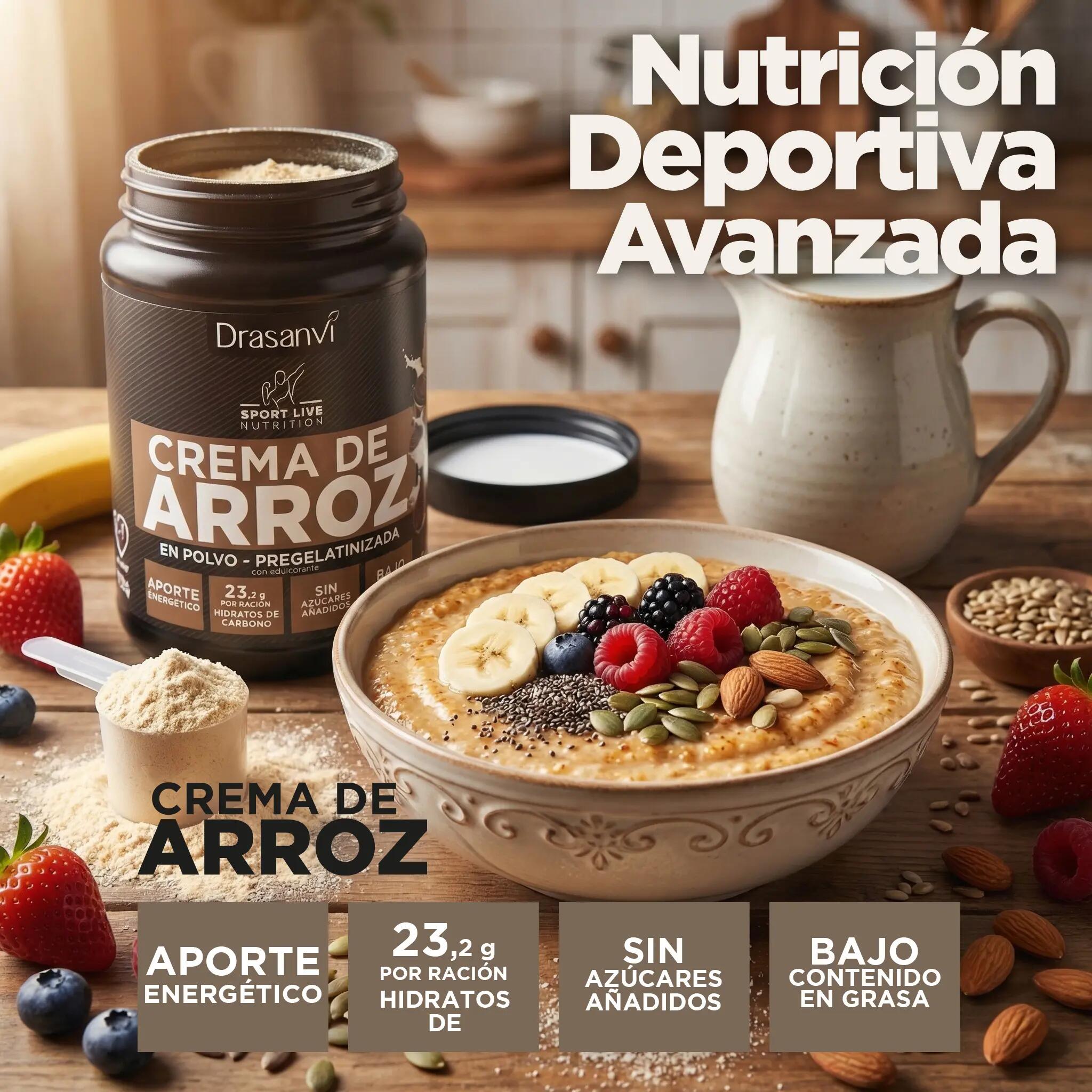Crema de Arroz Sport Live - Sabor Cookies and Cream - 1Kg - DRASANVI 3/7