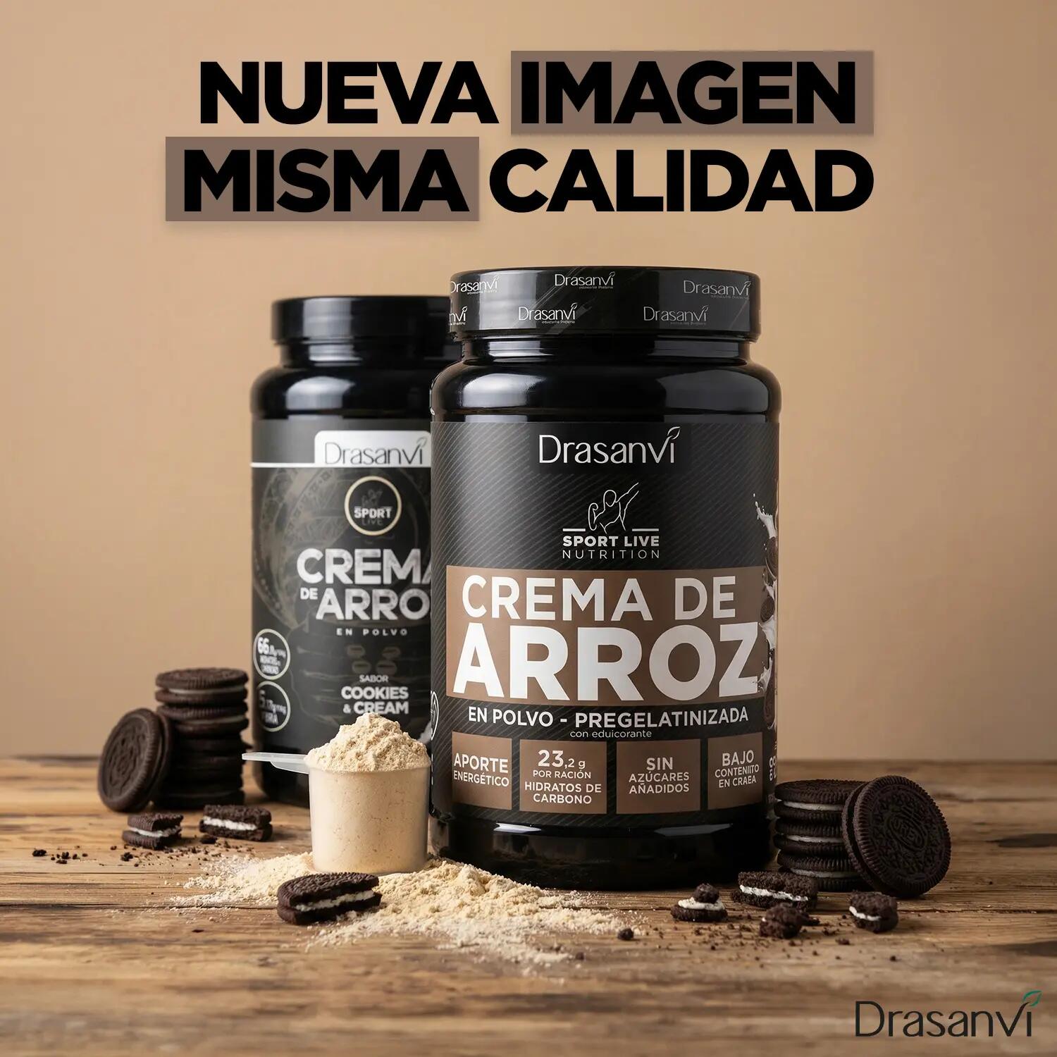 Crema de Arroz Sport Live - Sabor Cookies and Cream - 1Kg - DRASANVI 2/7