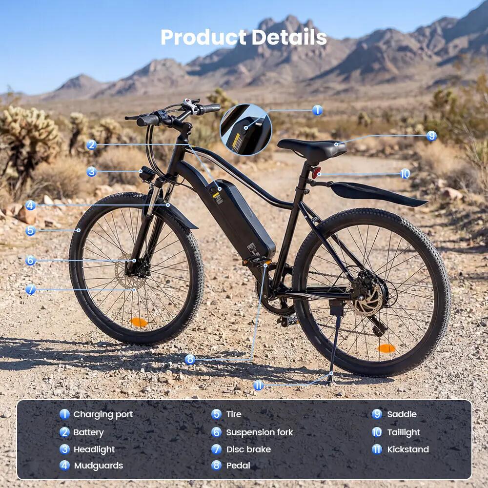 Elektrische stadsfiets iScooter EB3S 350W 540Wh 26-inch 9/10