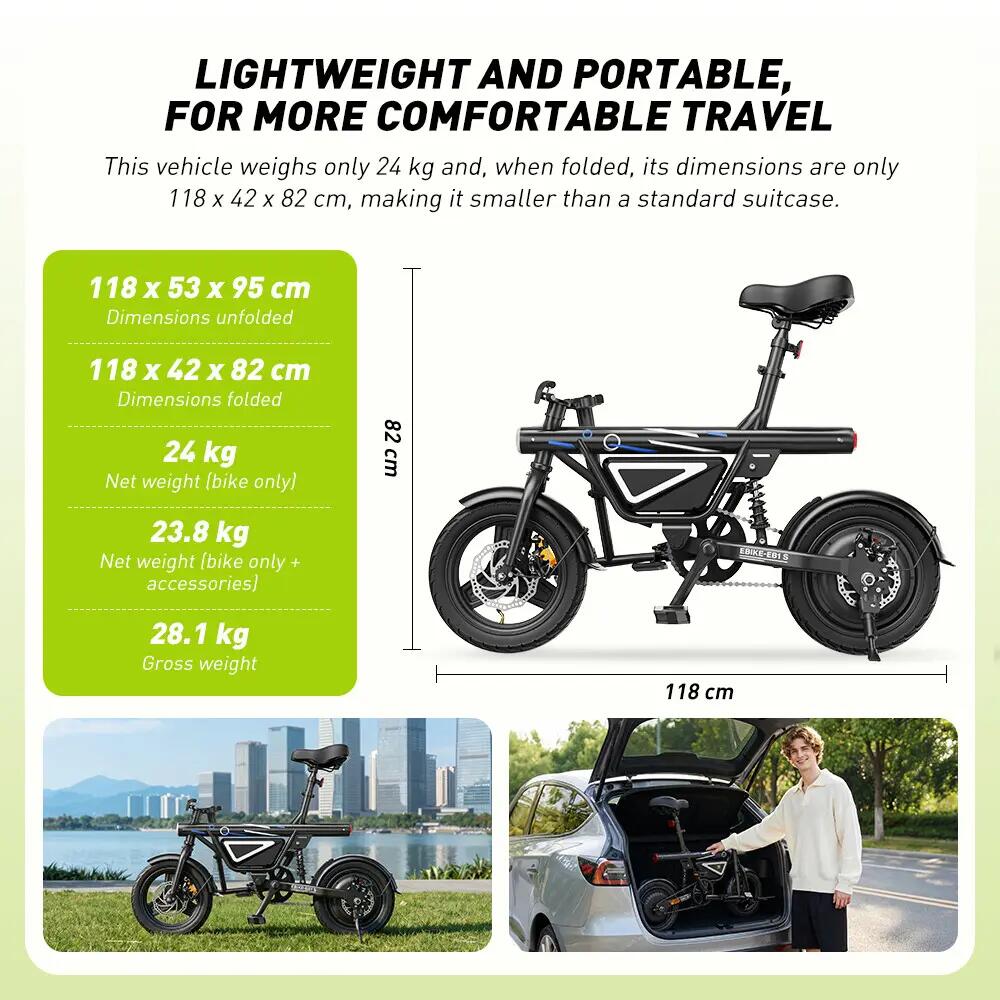City bike elettrica pieghevole iScooter EB1S 350W 432Wh 14 pollici 8/13