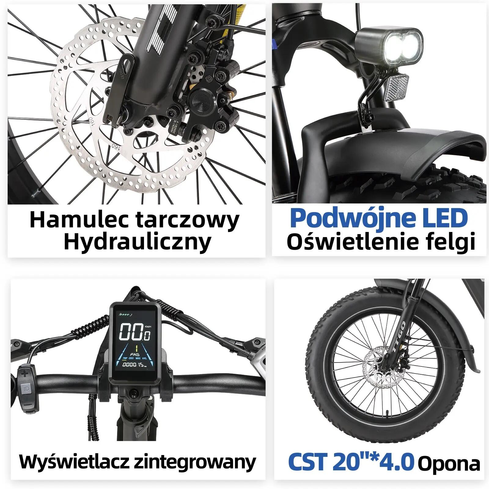Rower elektryczny TTGO F6 Boost (dorosły), silnik 250W, bateria 48V 18Ah 7/15