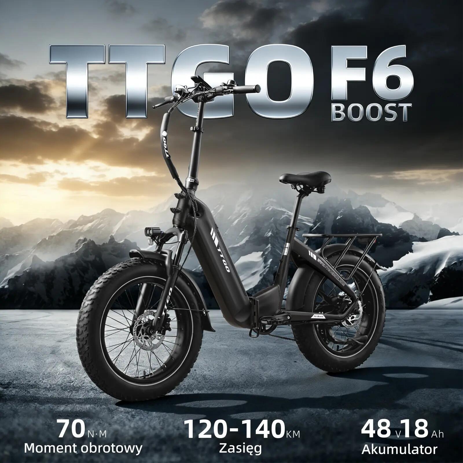 Rower elektryczny TTGO F6 Boost (dorosły), silnik 250W, bateria 48V 18Ah 12/15