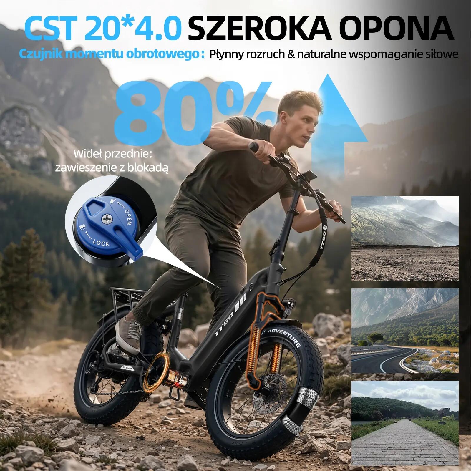 Rower elektryczny TTGO F6 Boost (dorosły), silnik 250W, bateria 48V 18Ah 10/15