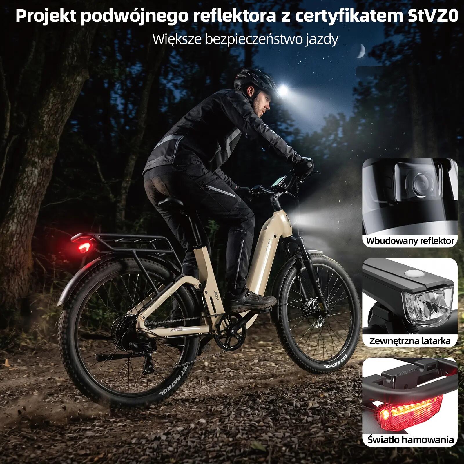 Rower elektryczny TTGO E-SUVO (dorosły), silnik 250W, bateria 48V 15Ah 8/15