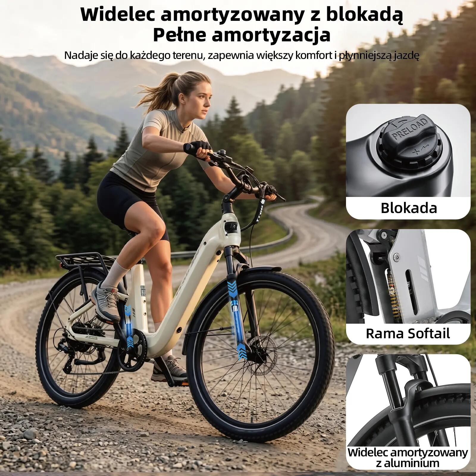 Rower elektryczny TTGO E-SUVO (dorosły), silnik 250W, bateria 48V 15Ah 5/15