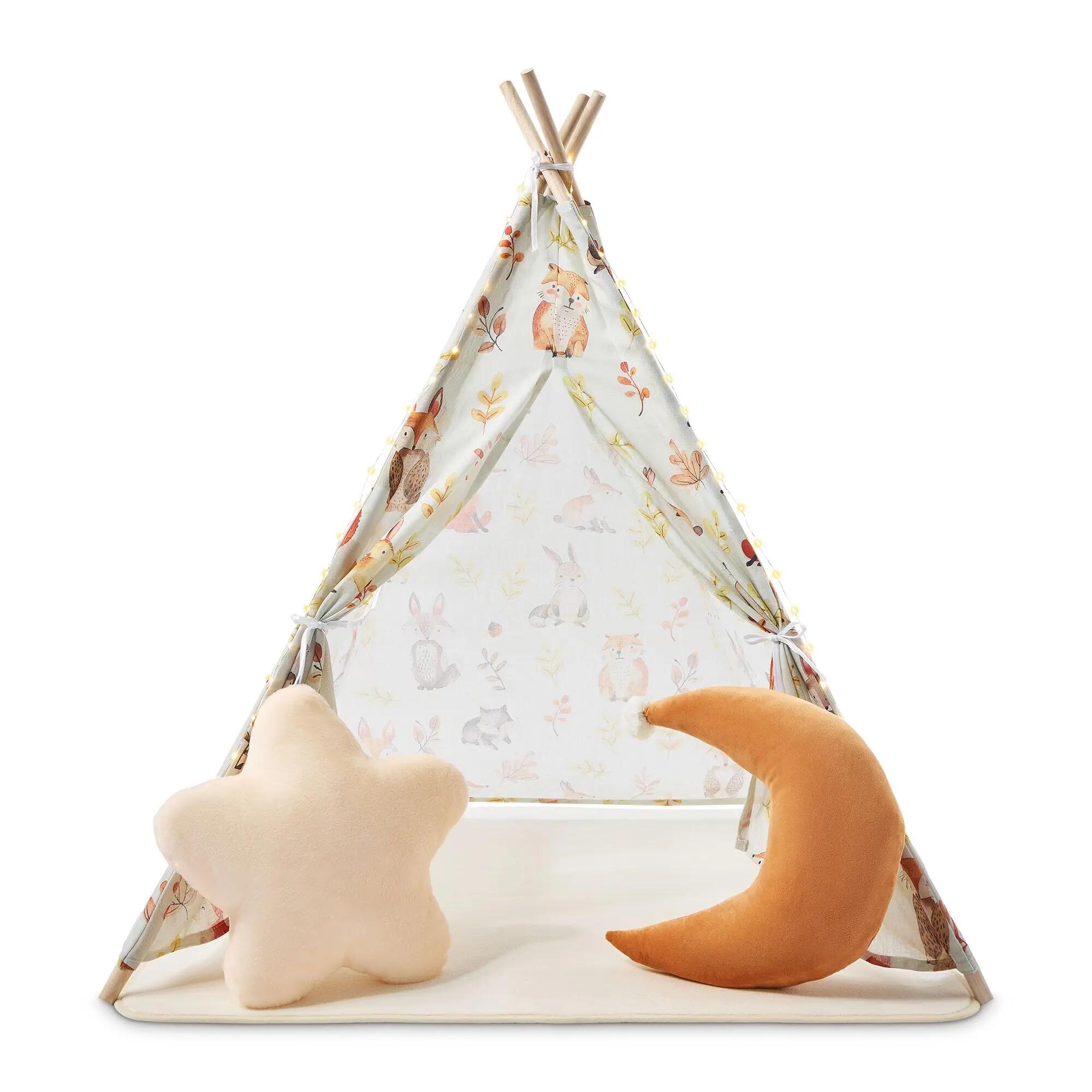 Tenda tipó infantil – estimulação – unissexo – pinho e poliéster – bege/azeitona 8/10