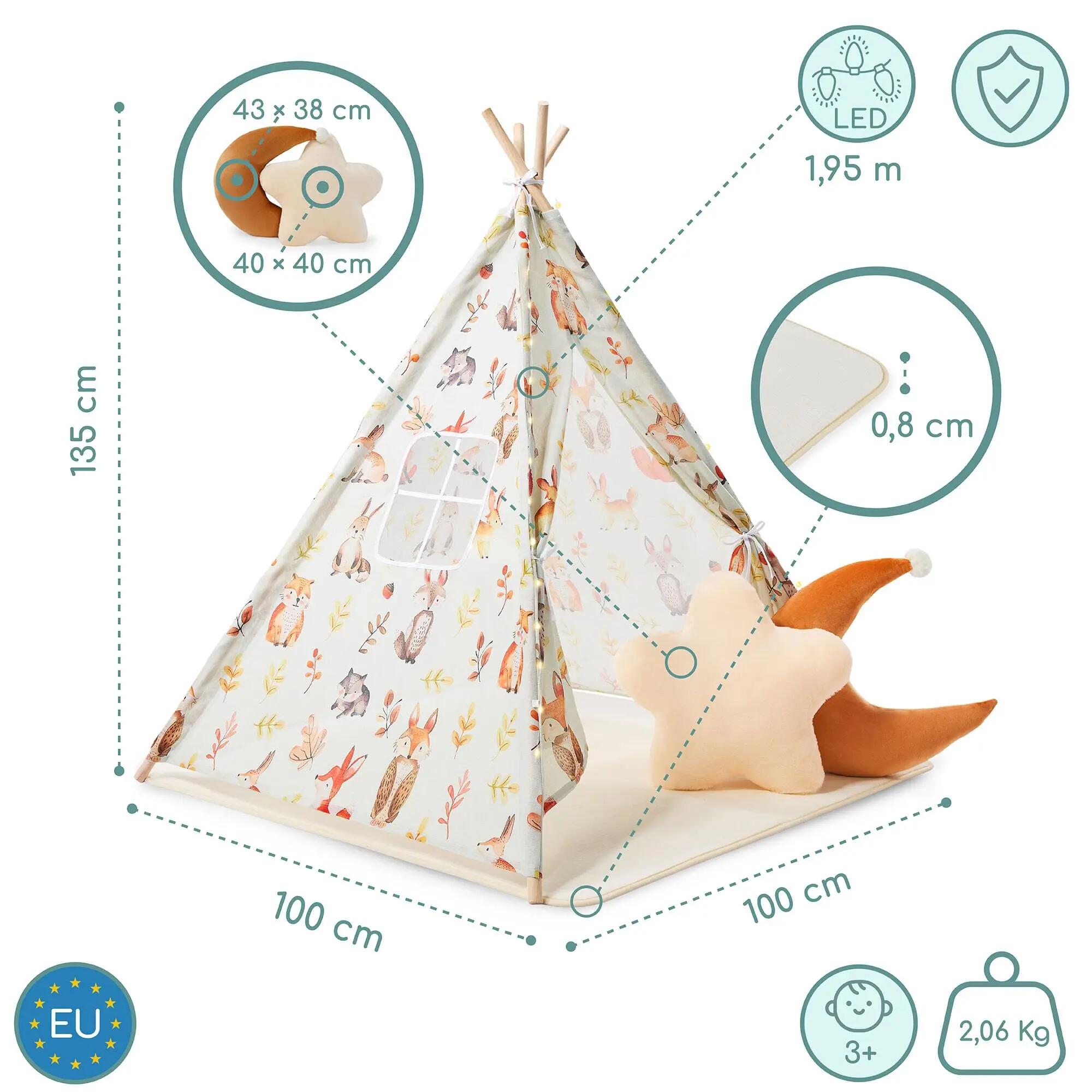 Tenda tipó infantil – estimulação – unissexo – pinho e poliéster – bege/azeitona 6/10