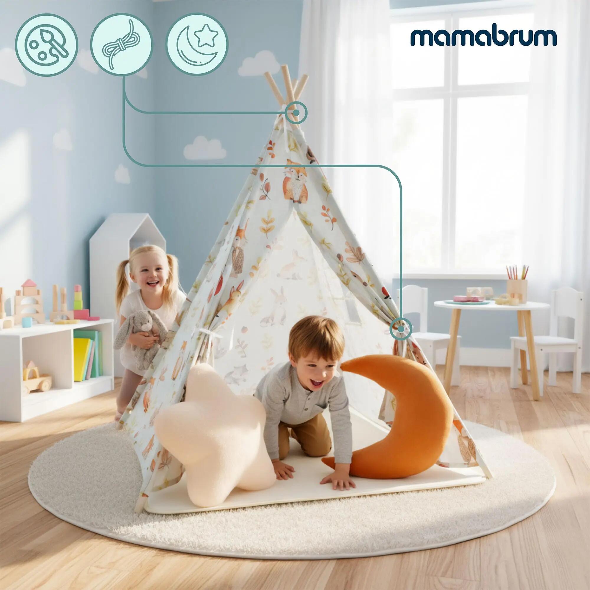 Tenda tipó infantil – estimulação – unissexo – pinho e poliéster – bege/azeitona 4/10