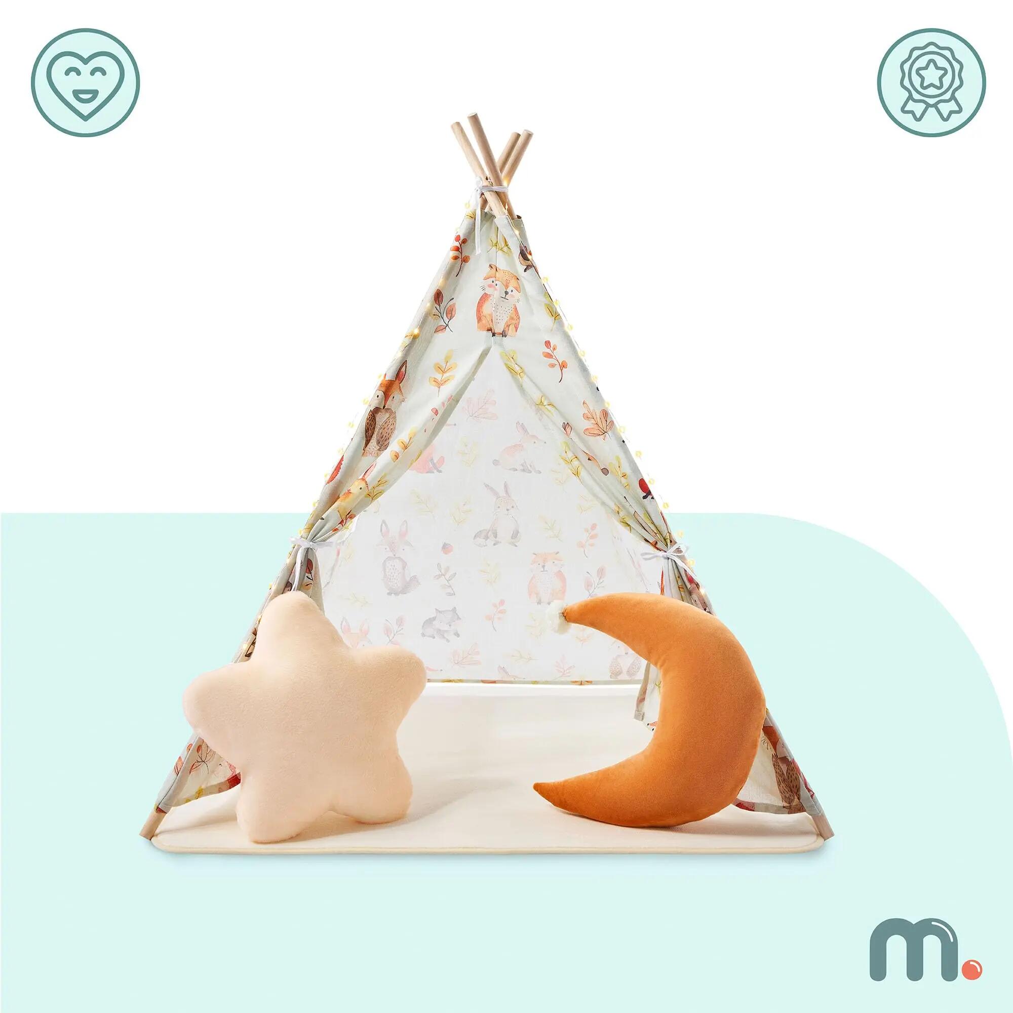 Tenda tipó infantil – estimulação – unissexo – pinho e poliéster – bege/azeitona 2/10