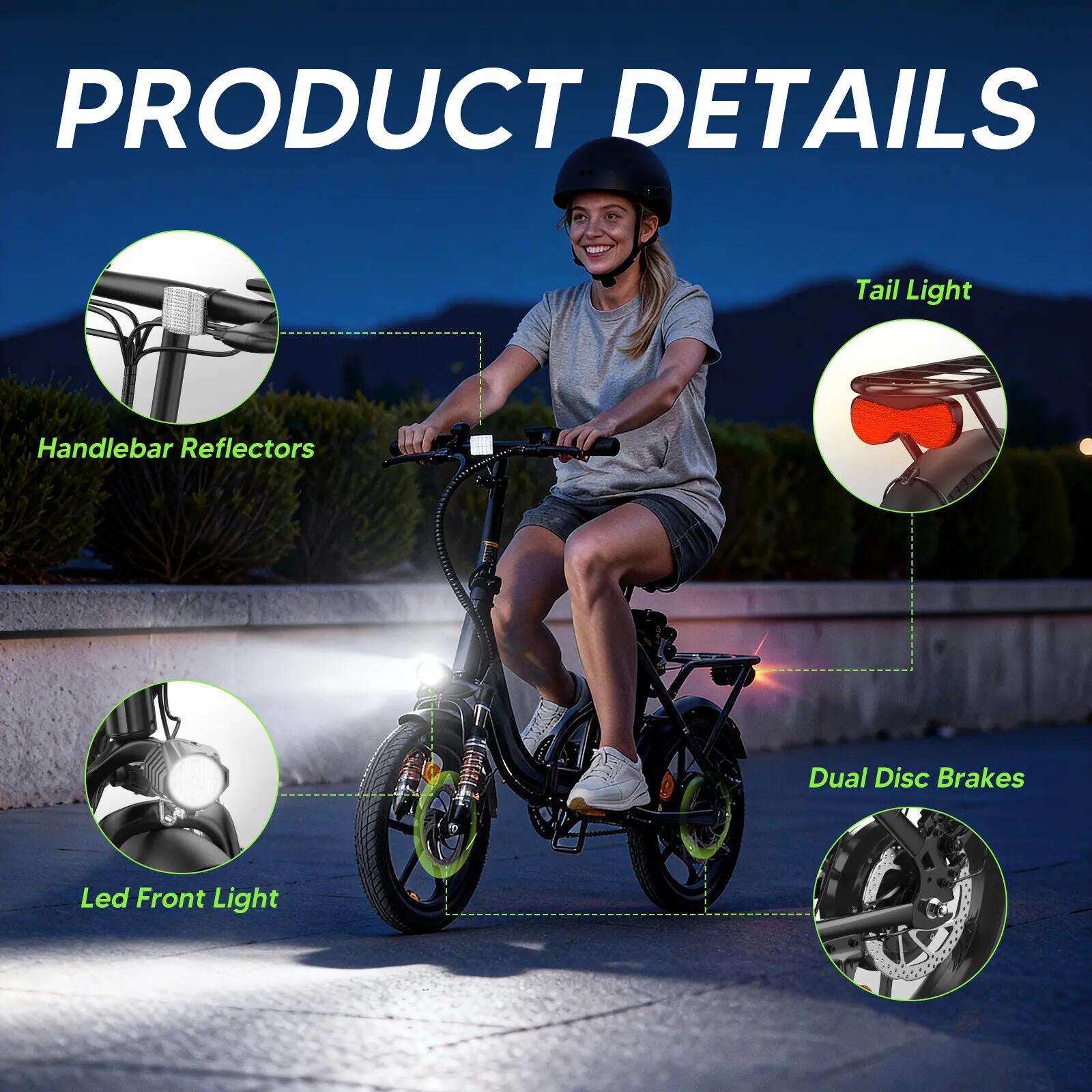Bicicleta urbana elétrica dobrável iScooter U4 250W 374.4Wh 16-inch 4/4