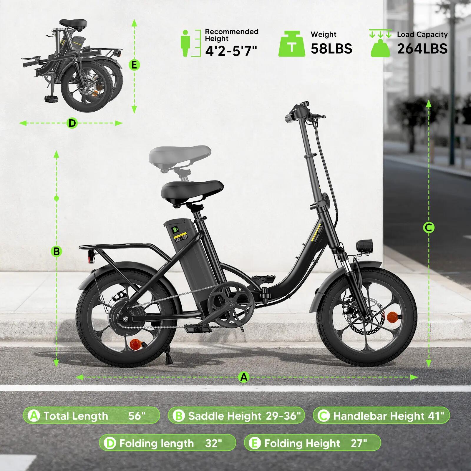 Bicicleta urbana elétrica dobrável iScooter U4 250W 374.4Wh 16-inch 3/4
